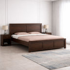 Double Bed Cot Palang With Headboard King Size - Walnut Finish (WTS)