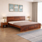 Double Bed Cot Palang With Headboard Queen Size - Honey Finish (WTS)