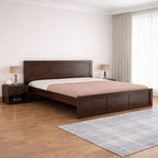 Double Bed Cot Palang With Headboard Queen Size - Walnut Finish (WTS)