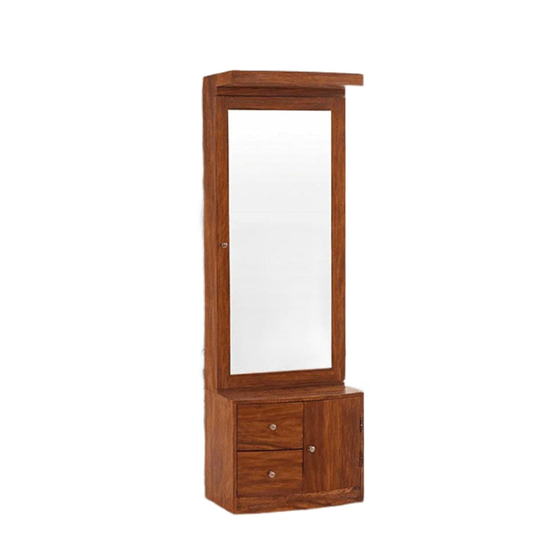 Wood Dressing Table with Mirror Wooden Makeup Vanity Table with 2 Drawer and 1 Door Storage Furniture for Bedroom Living Room Home