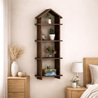 GHROYAL Sheesham Wood Hut Shape Wall Shelves Wall Mounted Display Rack Storage Organizer Corner Hanging Shelf for Living Room Bedroom Home Office D�cor