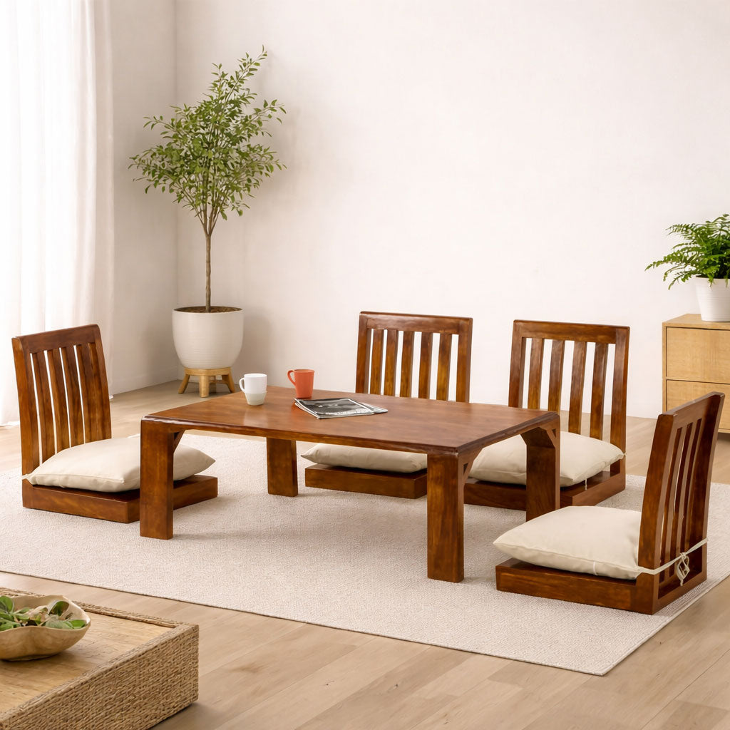 Japanese 4 Seater Dining Table | Honey Finish