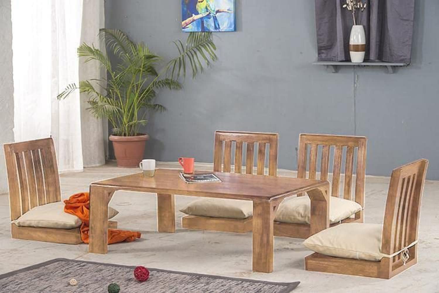 Japanese 4 Seater Dining Table | Stone Finish