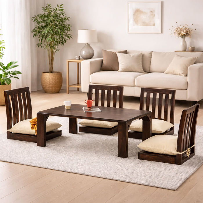 Japanese 4 Seater Dining Table | Walnut Finish