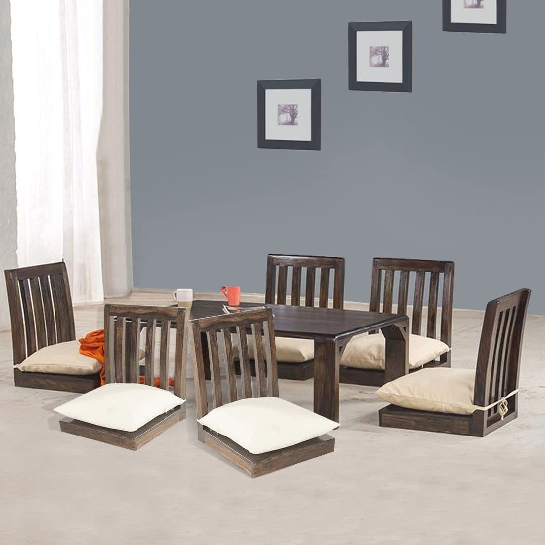 Japanese 6 Seater Dining Table | Walnut Finish