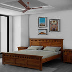 King Size Without Storage Double Bed Cot Palang - Honey Finish