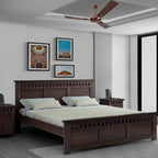 King Size Without Storage Double Bed Cot Palang - Walnut Finish