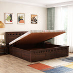 Kuber King Size Bed With Hydraulic Storage - Walnut Finish