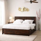Queen Size Bed For Bedroom With Storage | Dark Brown Finish