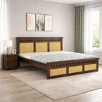 Queen Size Double Cot Bed Without Storage | Walnut Finish
