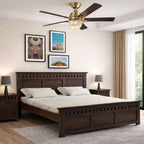 Queen Size Without Storage Double Bed Cot Palang - Walnut Finish