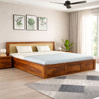 Sheesham Wood Bed King Size With Box Storage