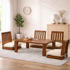 Sheesham Wood Japanese 4 Seater Dining Table Wooden Low Height Dinner Table for Living Room Home and Restaurant