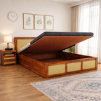 Sheesham Wood Queen Size Bed with Hydraulic Storage Wooden Double Bed Cot Palang Furniture for Bedroom Living Room Home Furniture