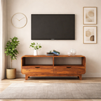 Sideboard Low Height TV Cabinet - Honey Finish - Large Size