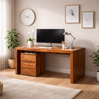 Sheesham Wood Writing Study Table with Drawer Storage for Students Laptop Desk Wooden Furniture Office Desk for Study Room Home Office