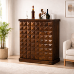 Sheesham Wooden Bar Cabinet with Storage Mini Bar Cabinet Wine Storage Rack Furniture for Living Room Home Hotel & Restaurant
