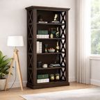 Sheesham Wood Bookshelf with Open Shelf Storage Wooden Showcase Display Unit Book Stand for Home, Office, Living Room