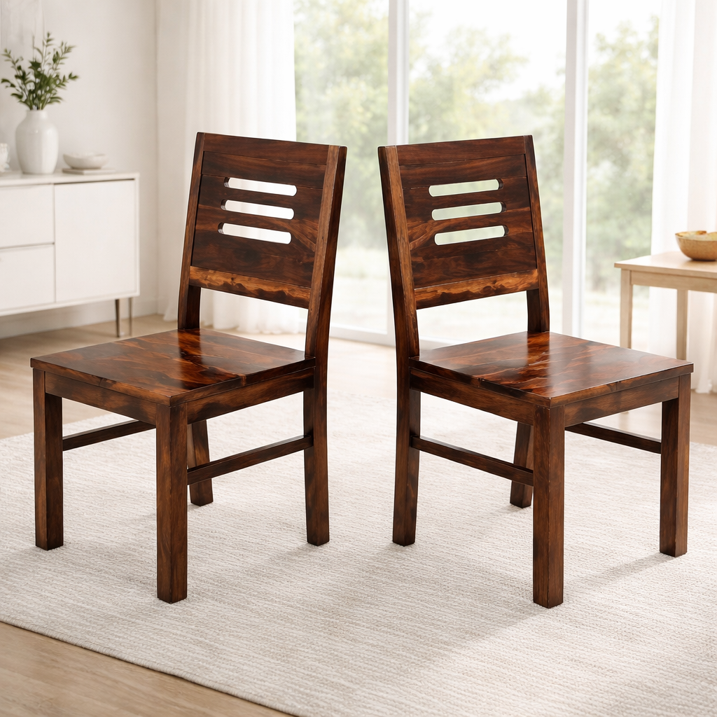 Sheesham Wood Dining Chair Set of 2 for Home Hall Hotel Living Room Dining Room & Restaurants Wooden Seating Chairs Solid Wood Study Chair Furniture