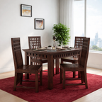Sheesham Wood Dining Table 4 Seater | Space Saving Four Seater Dinning Table Set with 4 Chairs for Home Office Restaurant & Hotel Wooden Dinner Table 4 Seater Furniture