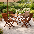 Sheesham Wood Foldable Coffee Tea Table Set with 4 Folding Chairs for Patio Balcony Garden and Outdoor
