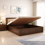 Sheesham Wood Queen Size Bed with Hydraulic Storage for Bedroom Living Room Home Hotel Furniture Wooden Double Bed Cot Palang for Guest Room