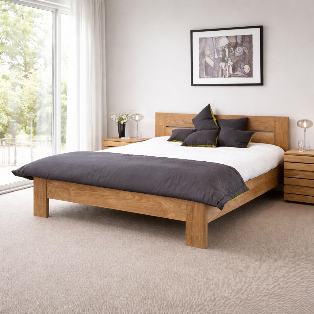 Sheesham Wood Queen Size Double Bed Without Storage for Bedroom Living Room Hotel Wooden Cot Palang Furniture