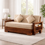 Sheesham Wood Sofa Cum Bed Wooden 3 Seater SofaBed Furniture for Home Living Room