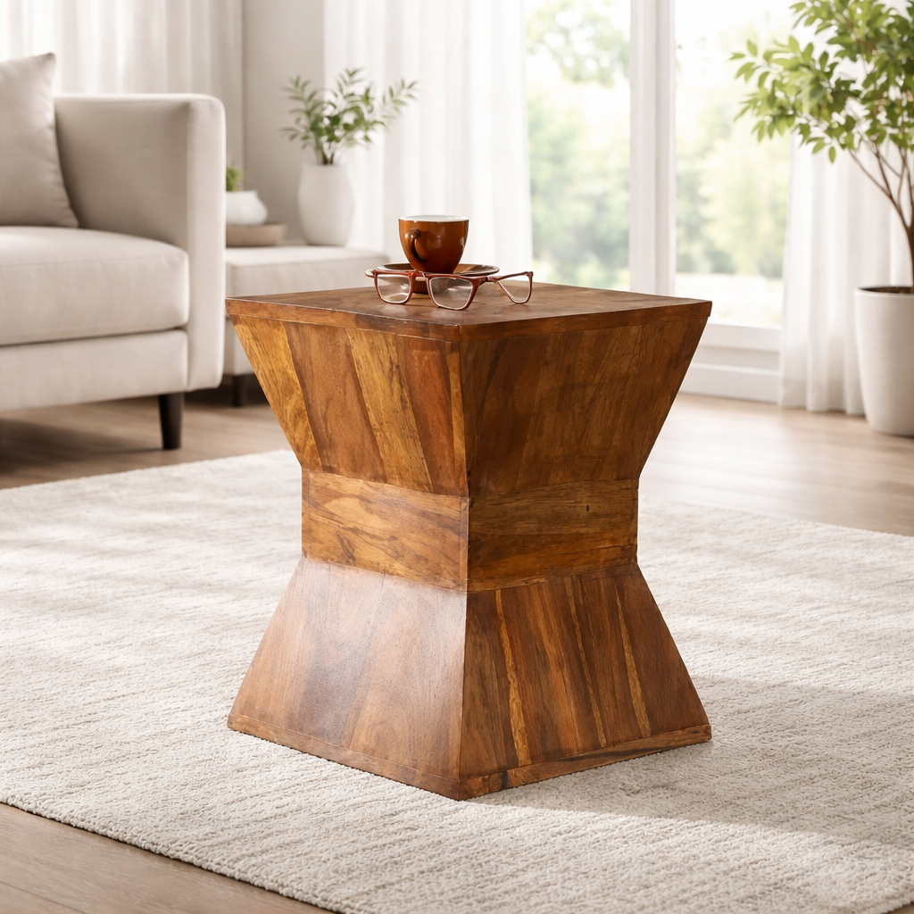 Sheesham Wood Sofa Side Stool Wooden End Table Accent Table Furniture Bedroom Living Room Home Office