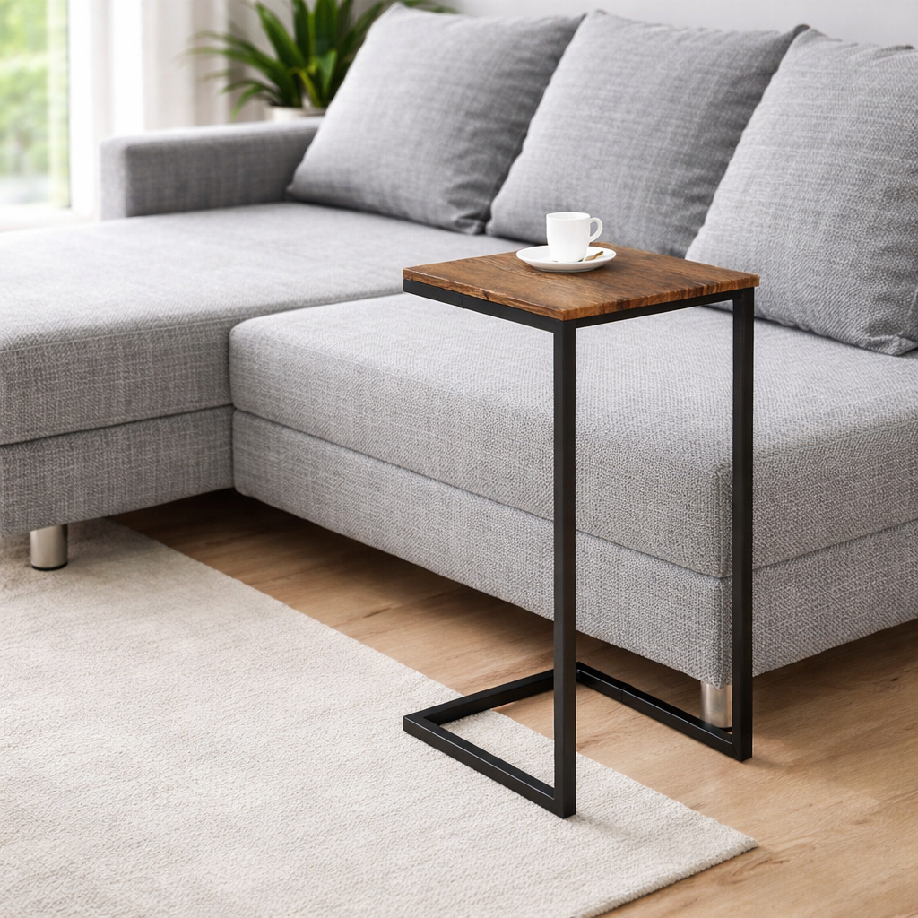 Sheesham Wood Sofa Side Stool Wooden End Table for Living Room Home