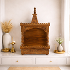Sheesham Wood Wall Mount Temple Wooden Mandir Devghar Mandapam for Pooja Room Kitchen Home Office Shop
