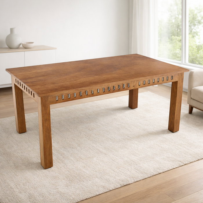 Solid Wood Kuber Dining Table - Stone Finish
