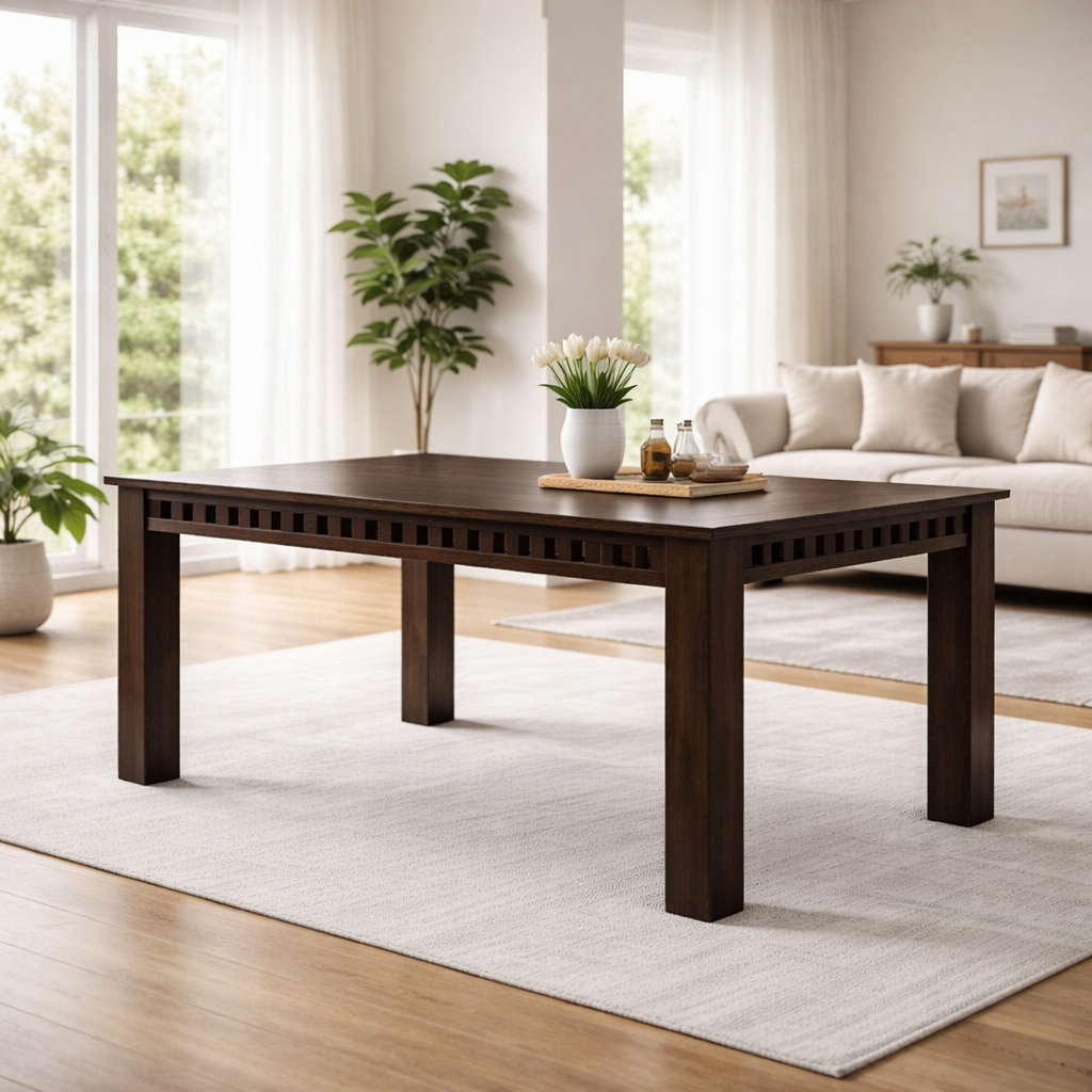 Solid Wood Kuber Dining Table - Walnut Finish