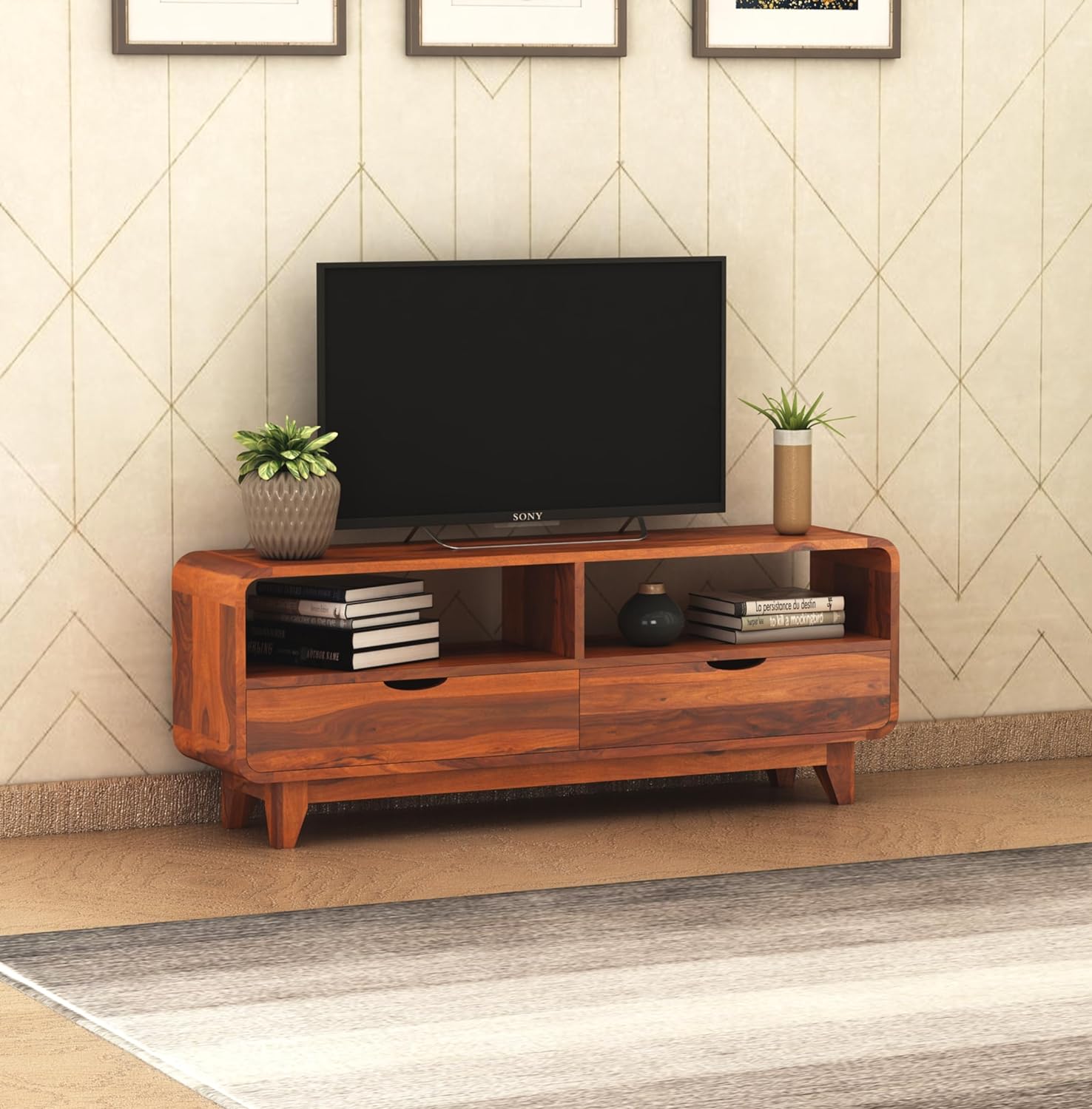 Wood Sideboard Low Height TV Stand