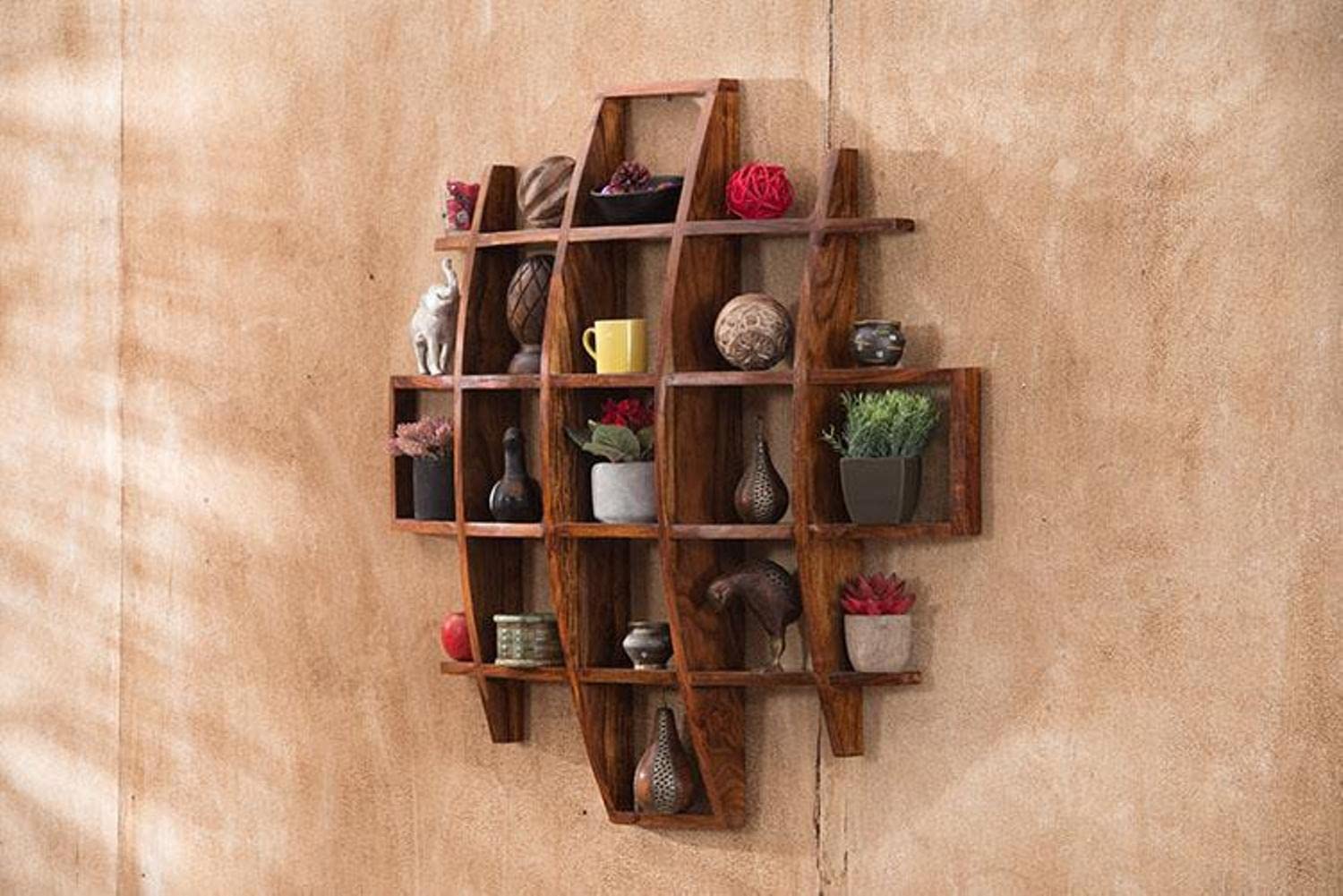 Wood Wall Bookshelf | Honey Finish